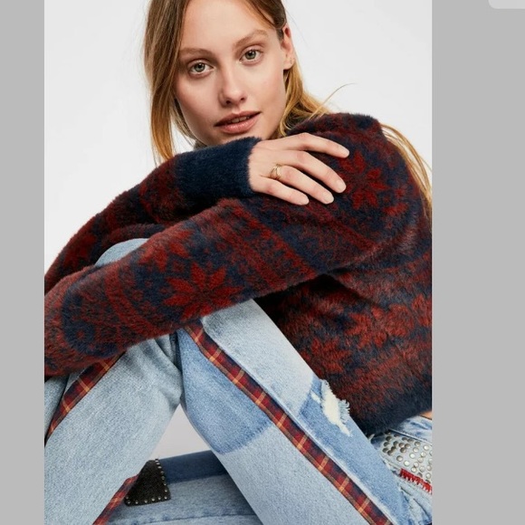 Free People We The Free Mixed Plaid Slim Flare - Picture 5 of 13